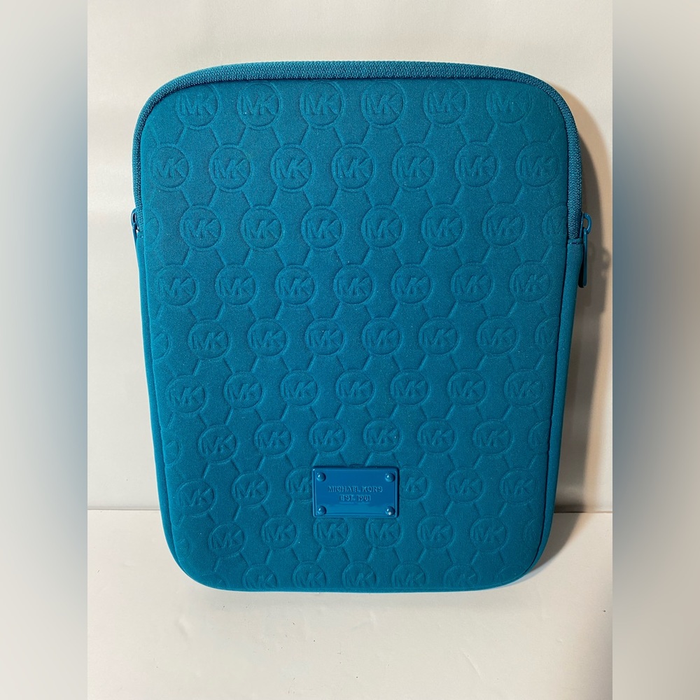 Michael Kors Blue Neoprene Fabric iPad Tablet Case Sleeve Zip Bag